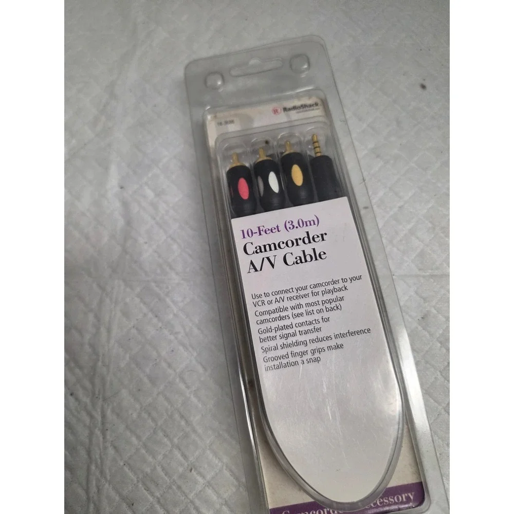 RadioShack Camcorder A/V Cable 10-Feet 3.0m Gold-Plated 16-3686 1/8 to RCA NEW